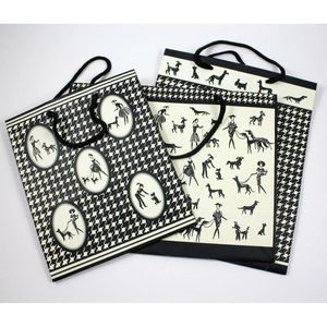 Present Perfect B&W Houndstooth Fashionable Ladies & Dogs Gift Bags Lot of 3